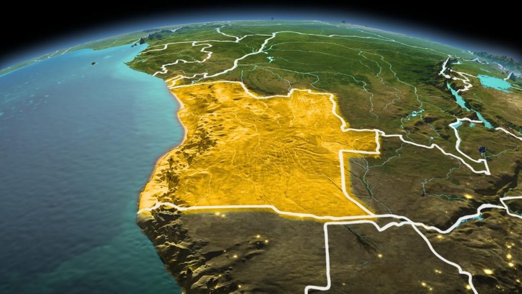 Angola’nın Afrika kıtasındaki konumunu gösteren harita