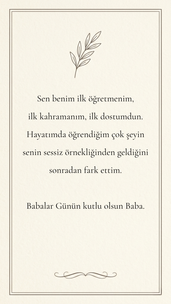 Alt tag: Babalar Günü için klasik içten tebrik kartı tasarımı
