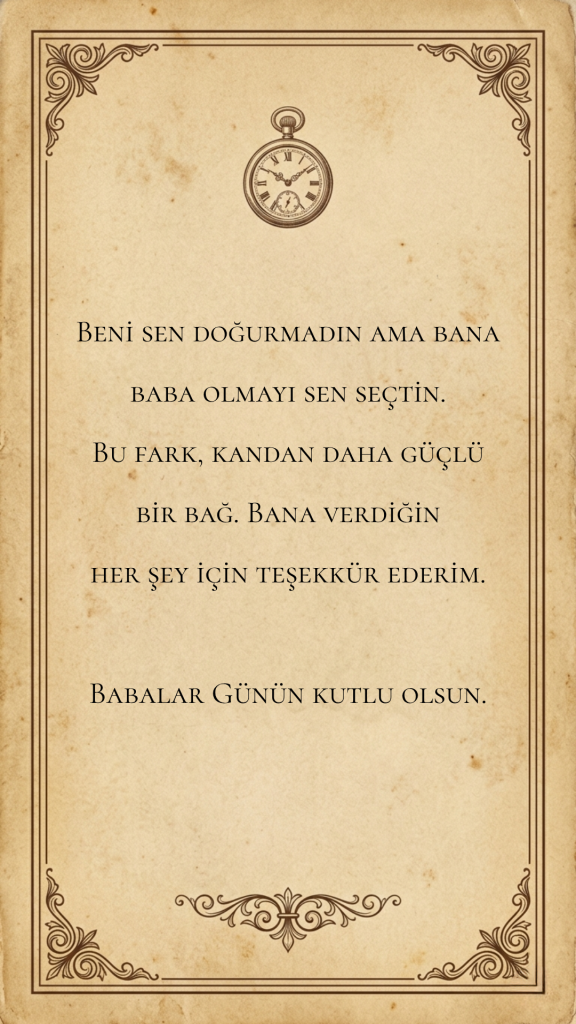Üvey baba için Babalar Günü tebrik kartı tasarımı