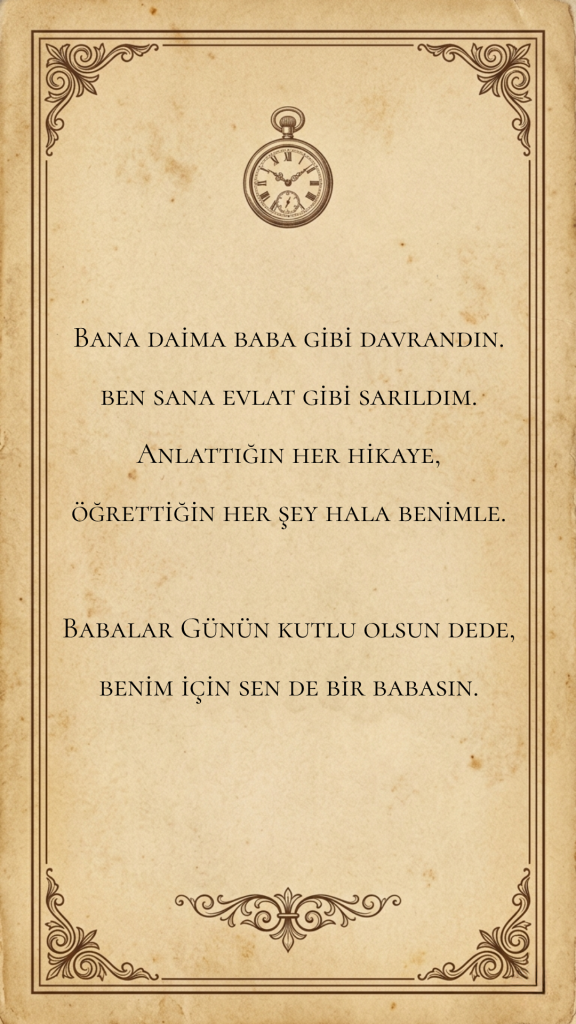 Dede için Babalar Günü tebrik kartı vintage tasarım